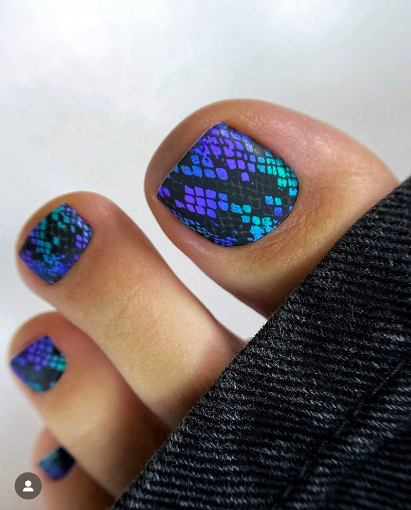 Pedicure Reptile. Green purple. Nail wrap WR-921 - image 2