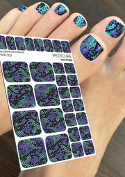 Pedicure Reptile. Green purple. Nail wrap WR-921