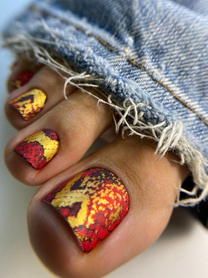 Pedicure Python. Red. Foil gold. Nail wrap WR-929 - image 4